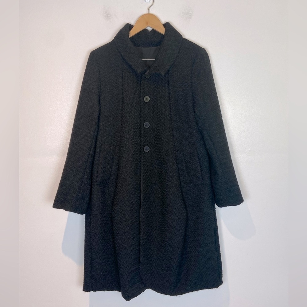 Lauren Vidal Black Textured A-Line Trench Coat